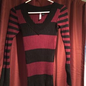 Maroon & black v-neck sweater