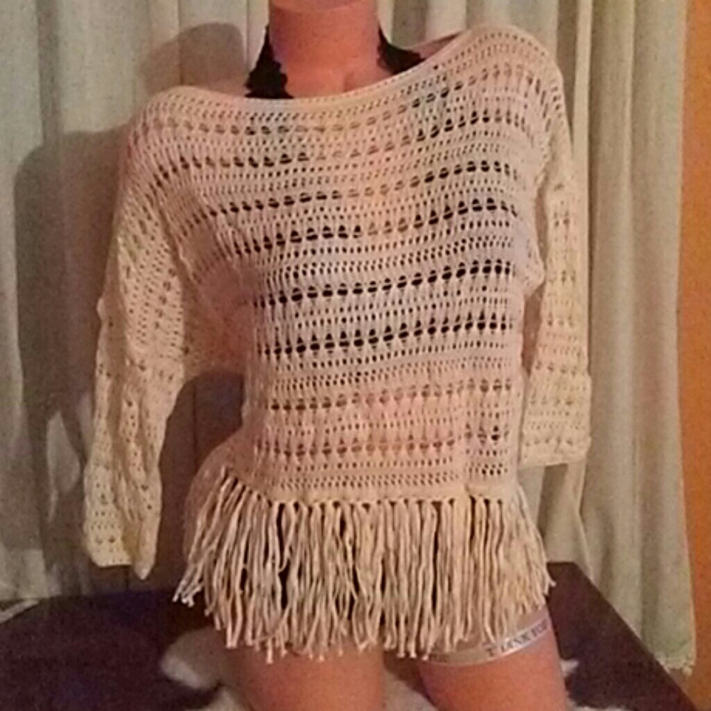 💥1-DAY SALE 💥Crochet 3/4 length sleeve cover up