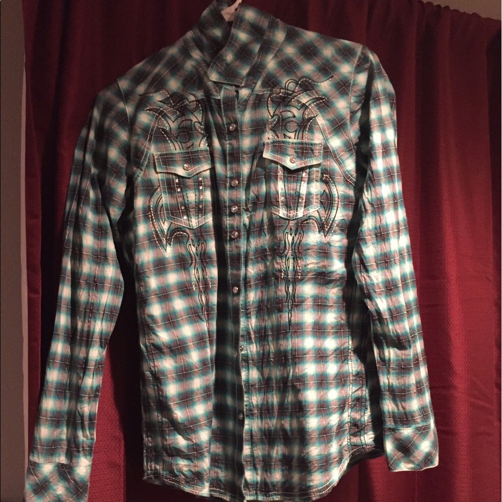 Rock by wrangler plaid button down