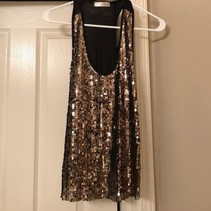 Gold sequin tank top