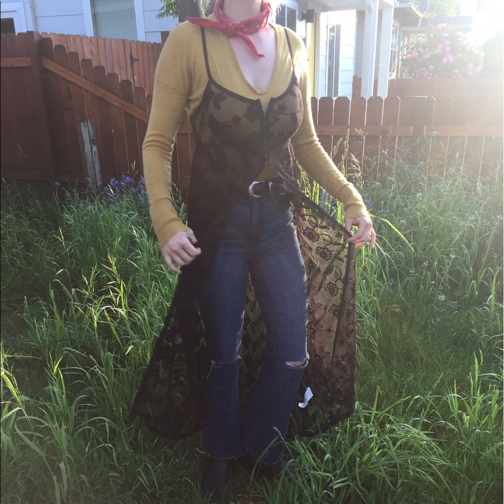 Sheer Floral-Lace Duster