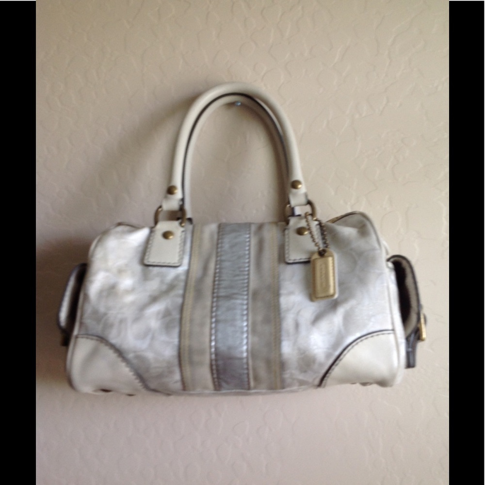 Coach satchel in canvas and leather