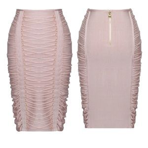 Blush Corseted Bandage Skirt