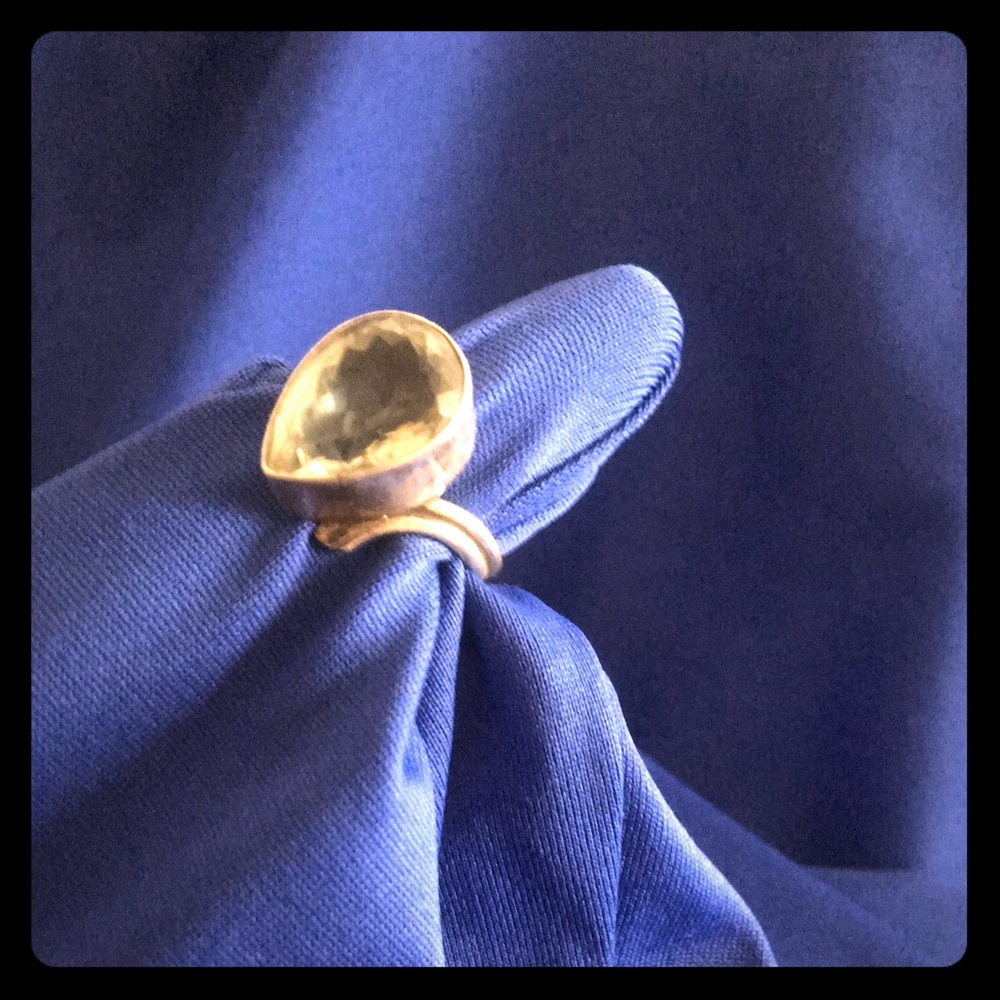 Authentic pear peridot ring