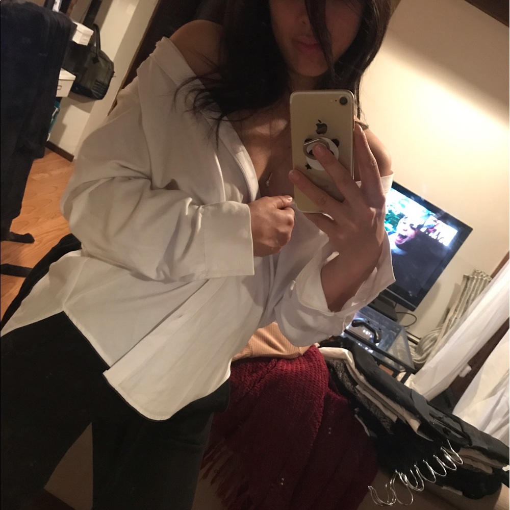 Oversized white button up
