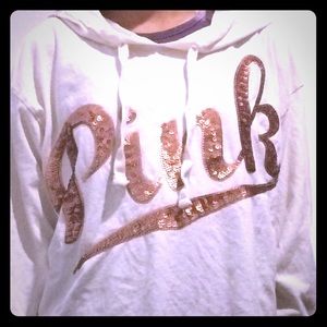 RARE PINK rose gold bling hoodie tee!