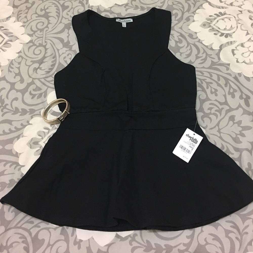 Plunging peplum top.