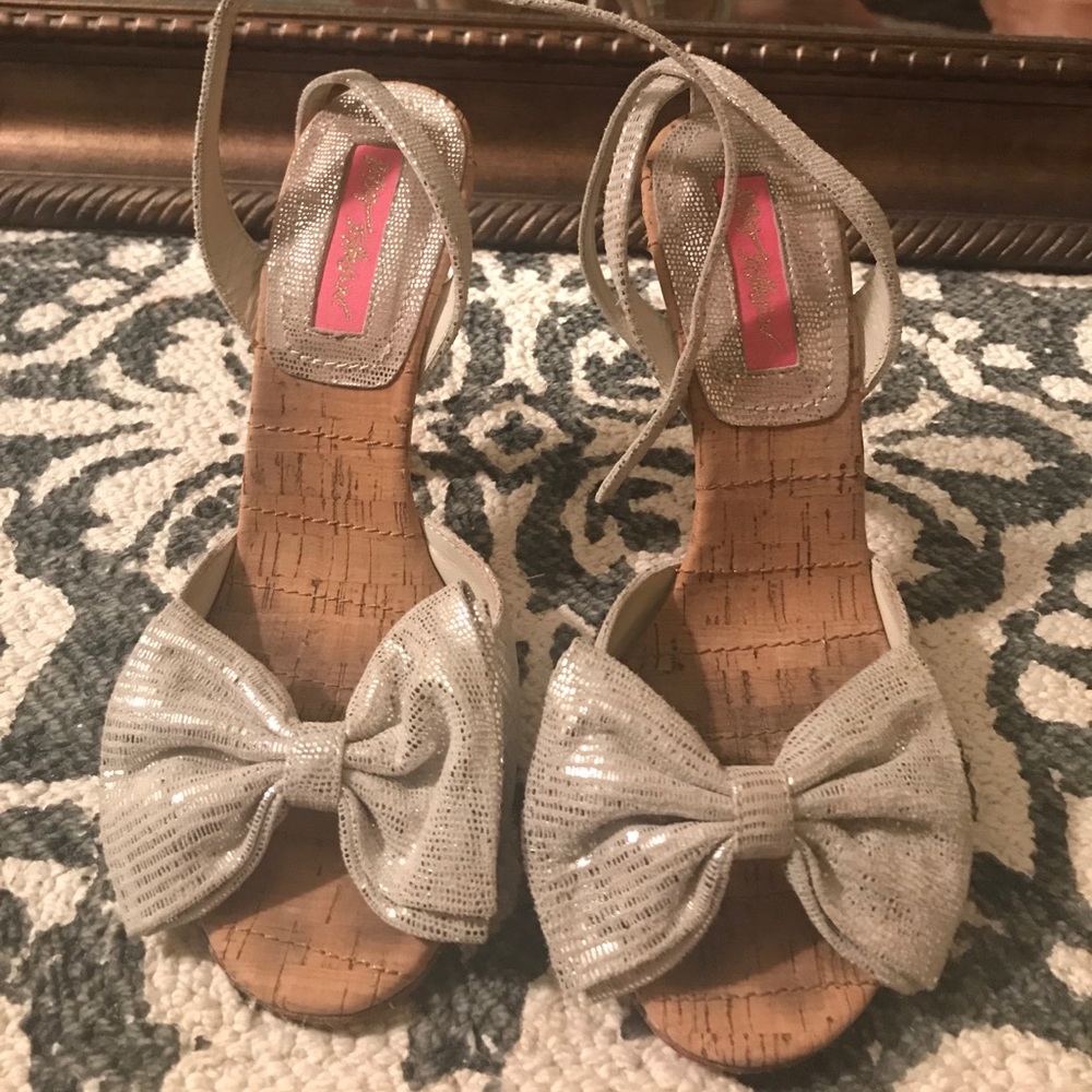 Betsey Johnson Silver Sparkle Kitten Heel