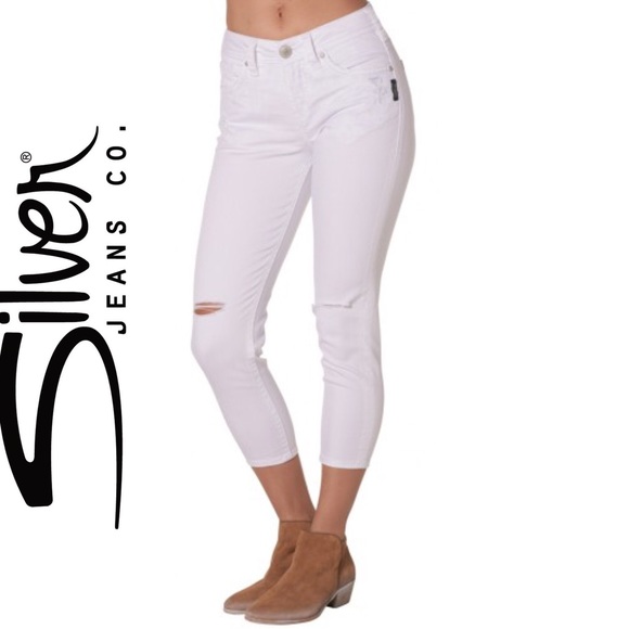 silver white jeans