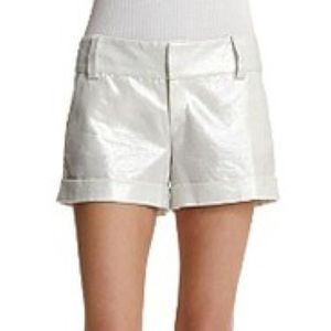 Alice + Olivia Metallic Cuffed Shorts Taupe Silver