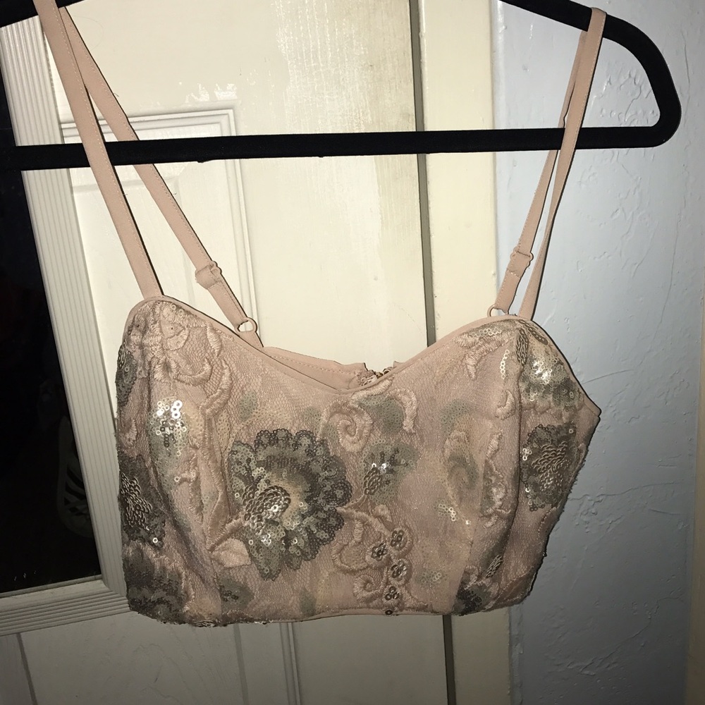 Forever 21 Baby pink and silver crop top