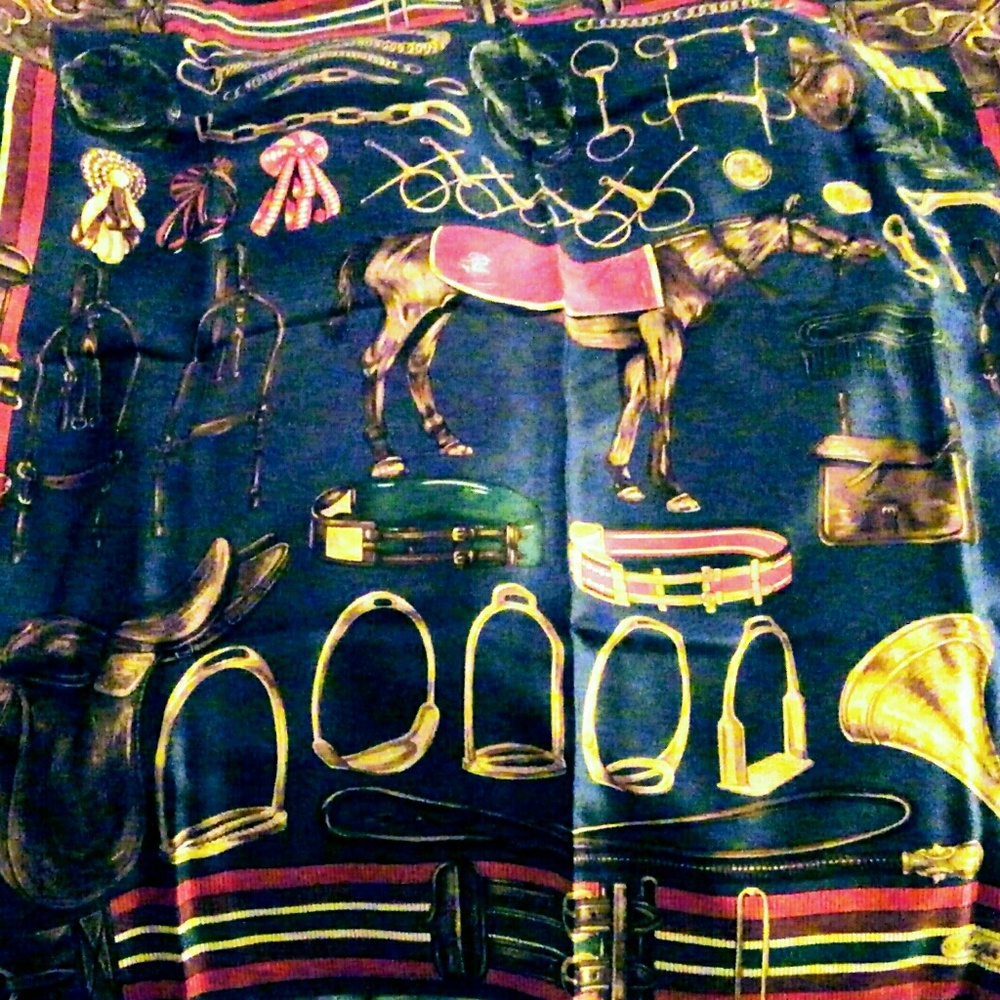 Ralph Lauren designer equestrian silk scarf 