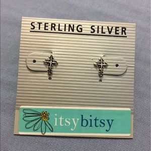 Sterling silver cross ear posts