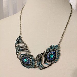 Peacock feather necklace