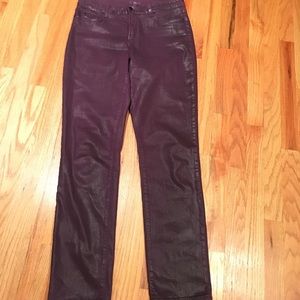 NYDJ Purple Faux Leather Skinny Jeans Size 12