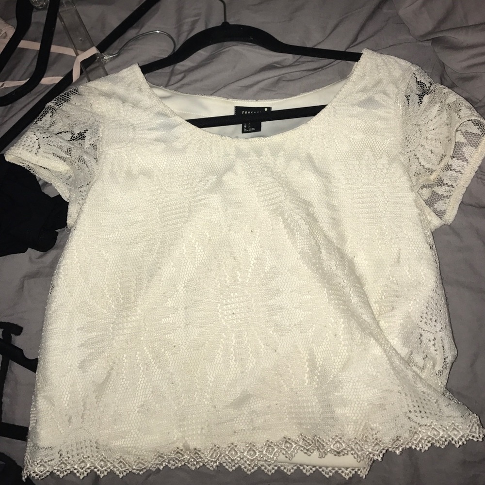 Forever 21 White lace flower top