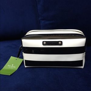 Kate Spade Black & White Striped Cosmetics Bag