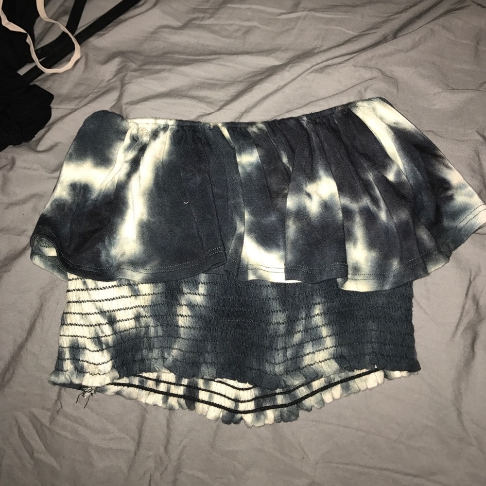 Urban outfitters Blue tie-dye strapless top