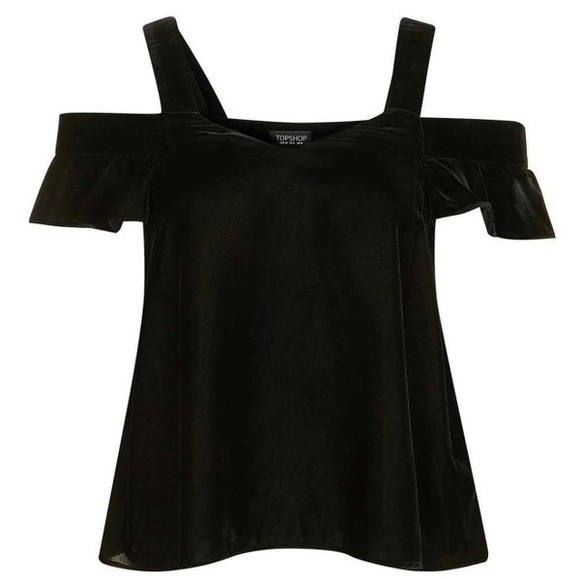 NWT [Topshop] Black Velvet Polly Bardot Top - 2 - Picture 7 of 7