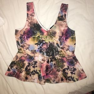 Cropped flower printed peplum top--tag still on!