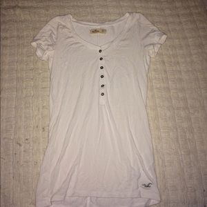 White Hollister tee with buttons