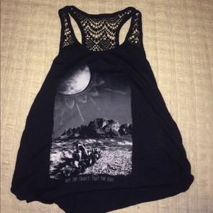 Hollister navy blue lace graphic tank