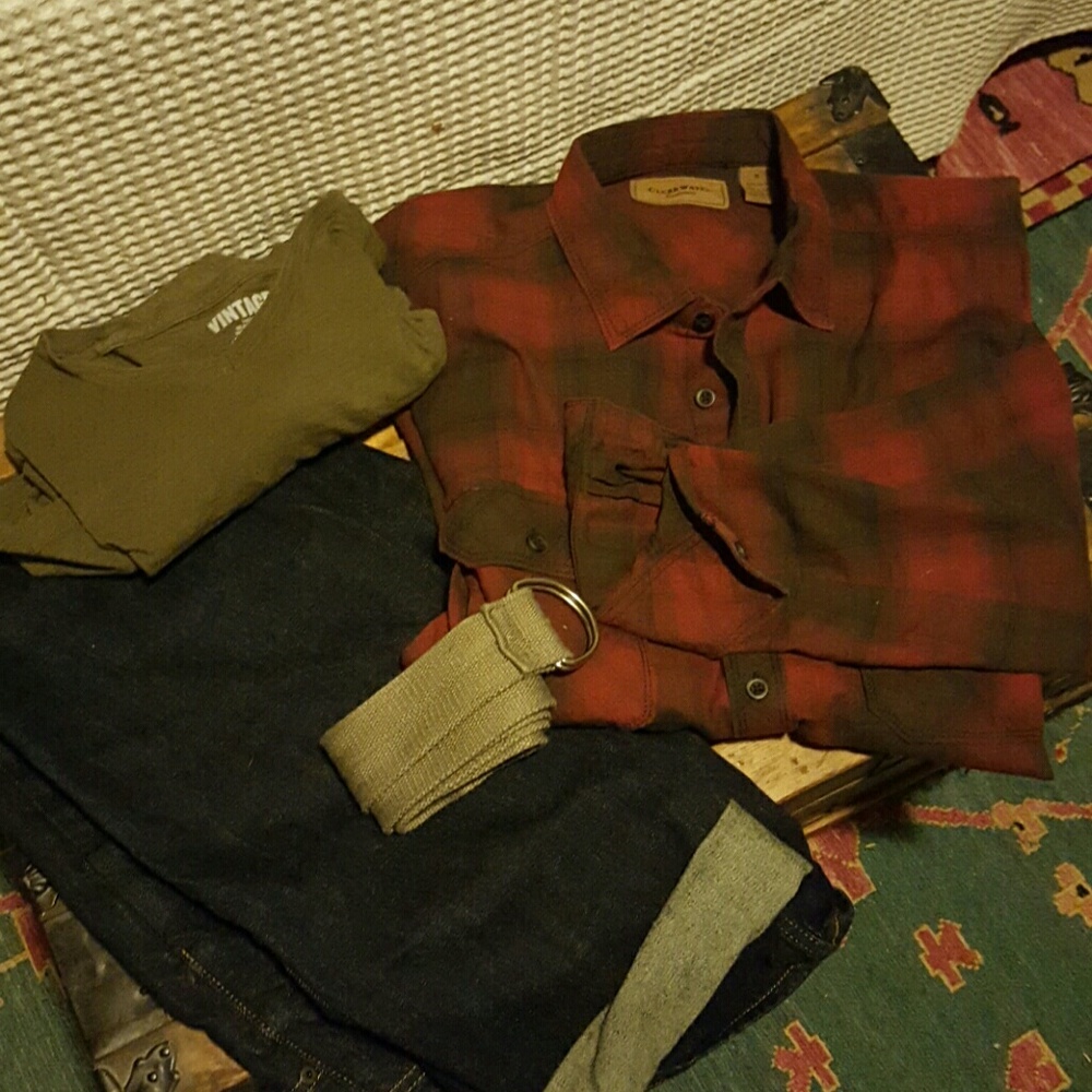 Red plaid flannel shirt