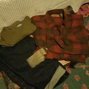 Red plaid flannel shirt