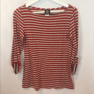 Bobeau Red Striped Top