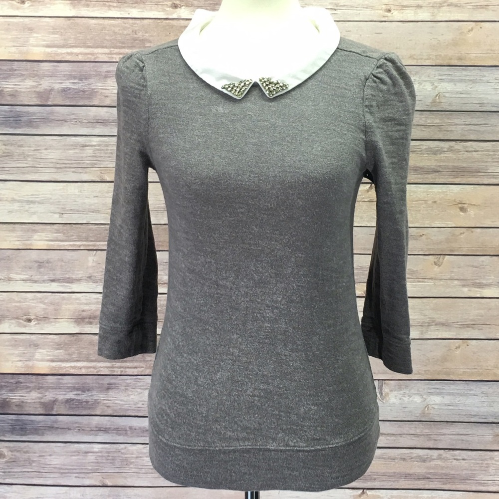 Ann Taylor Loft Gray Half Sleeve Top Size XS
