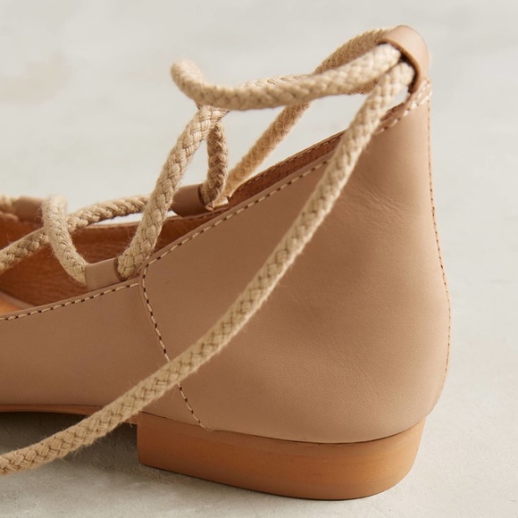 Lace Up Leather Ballet Flats - Picture 3 of 5