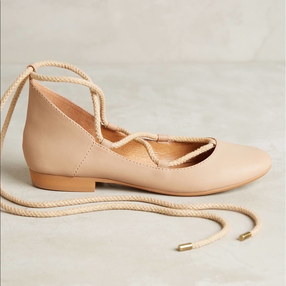 Lace Up Leather Ballet Flats - Picture 4 of 5