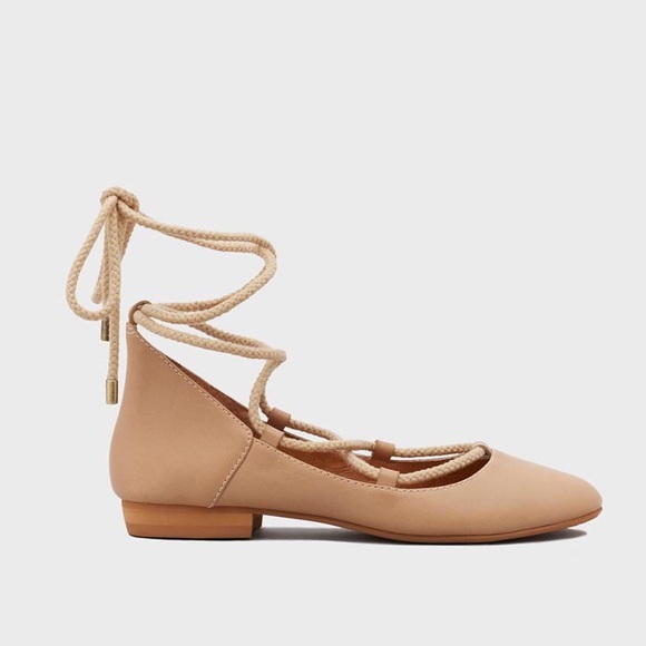 Lace Up Leather Ballet Flats - Picture 2 of 5