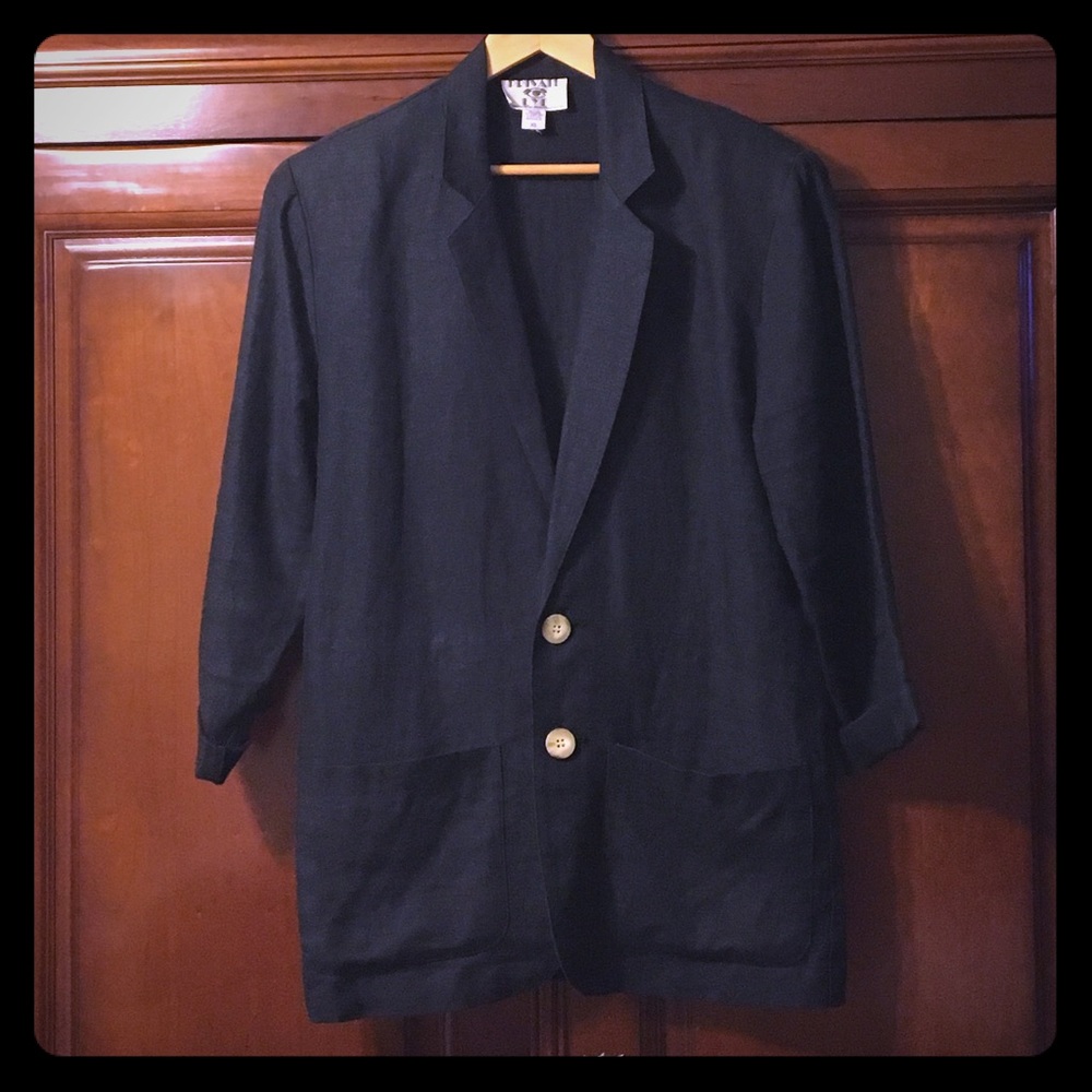 Navy Blue 100% Linen Vintage Blazer💙