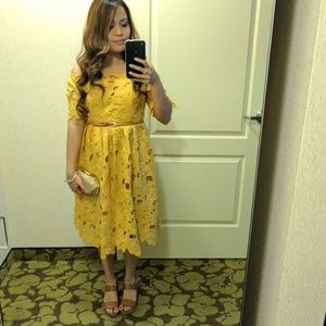 BOOHOO: Lace Bardot Lace Party Dress