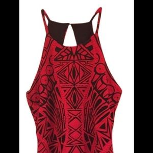Parker Red and Black Intarsia Sheath Dress
