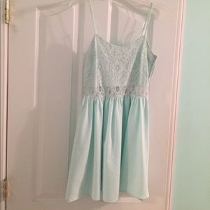 Light blue dress with lace detailing