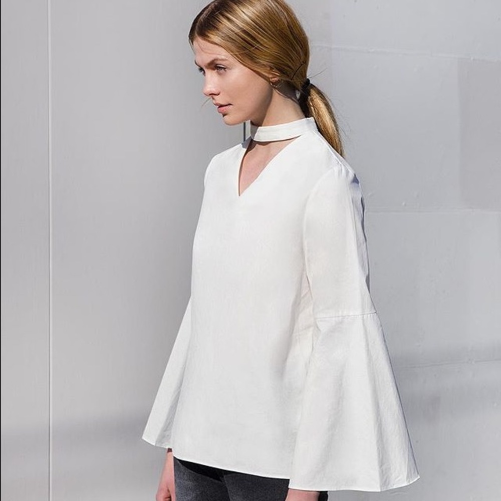 Pixie market white choker shirt