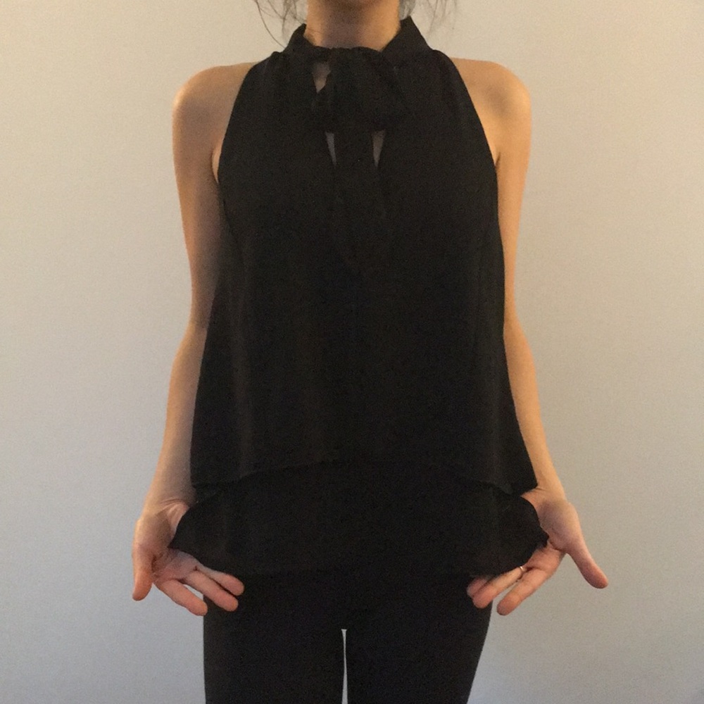 Zara halter tie neck top with v neck