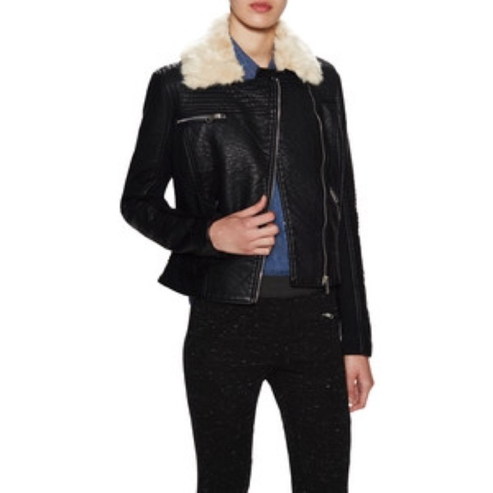 Renvy faux shearling-trimmed motorcycle jacket