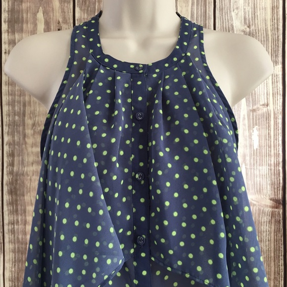 Princess Vera Wang Green Polka Dot Sleeveless Top - Picture 3 of 6