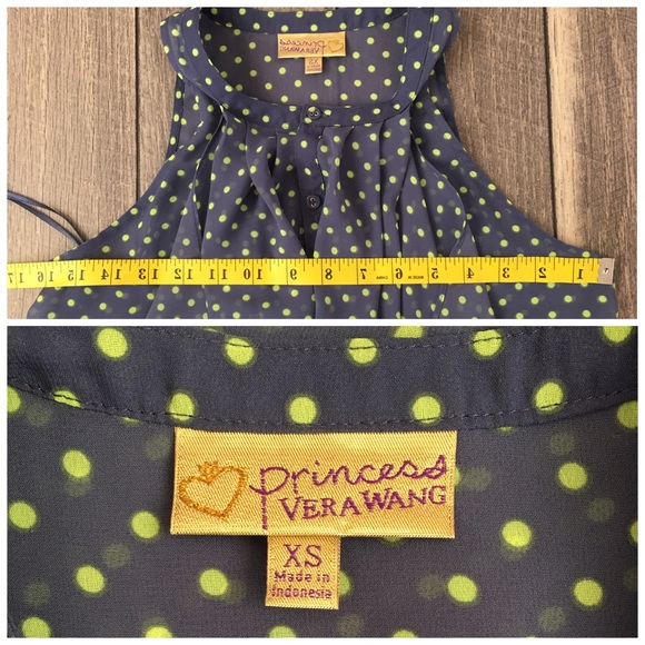 Princess Vera Wang Green Polka Dot Sleeveless Top - Picture 5 of 6