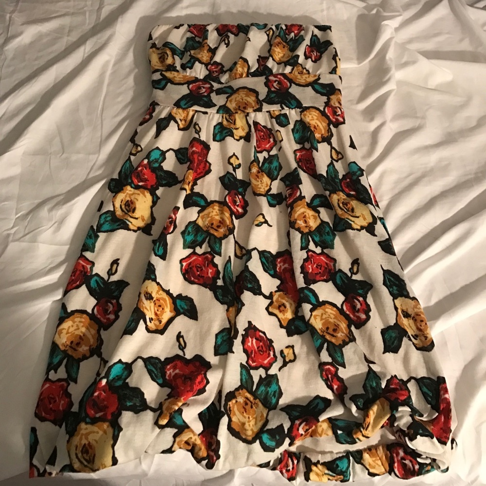 Strapless floral dress