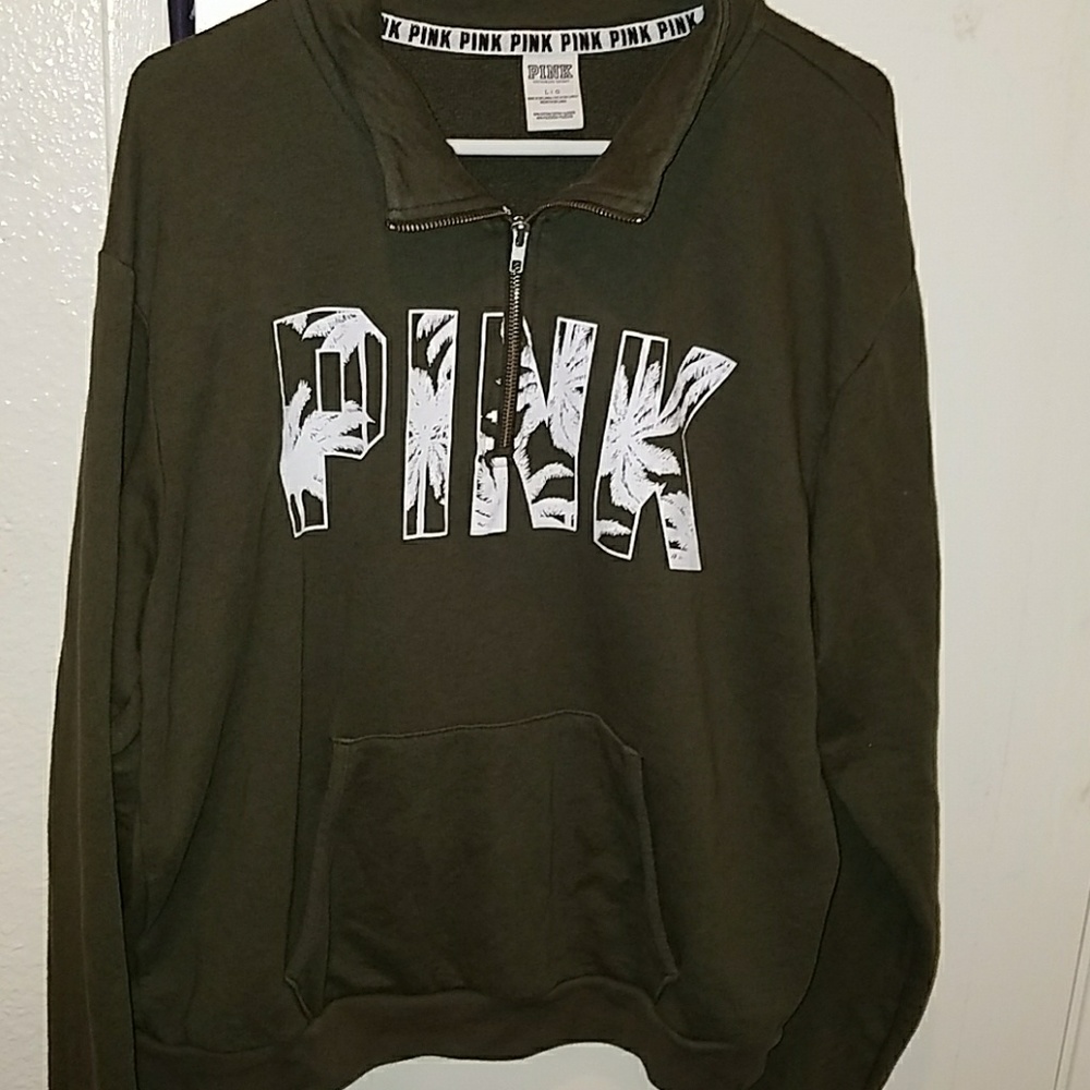 Vs pink palm tree quarterzip