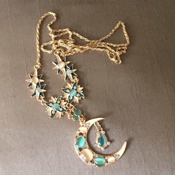 Crystal Moon Pendant Necklace NWOT - Picture 4 of 6