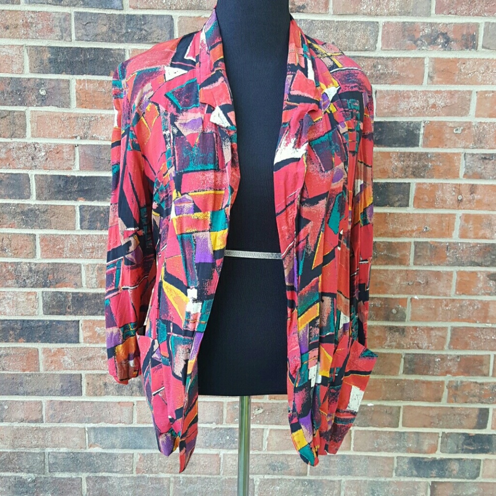 Vintage Casual Blazer Geometric Sz 6