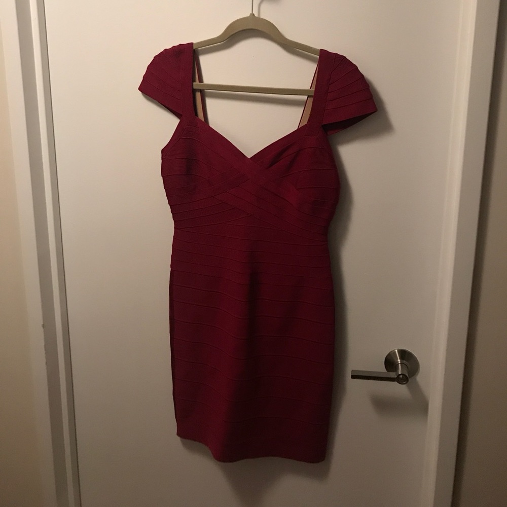 Herve Leger Burgundy Bandage Dress NWT
