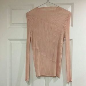 PLEATED FABRIC SHEER TOP