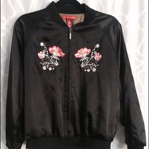 Black + Floral Bomber Jacket
