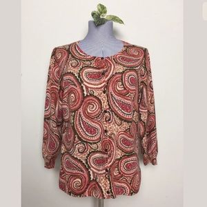 TALBOTS PURE MERINO WOOL PAISLEY CARDIGAN SWEATER